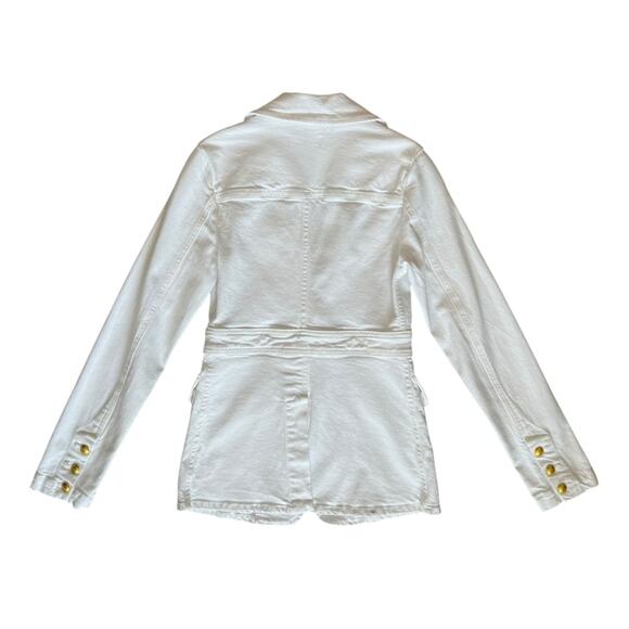 A.L.C. Women’s Amelia II White Denim Collared Gold One Button Blazer Jacket Sz 2 - Picture 6 of 14